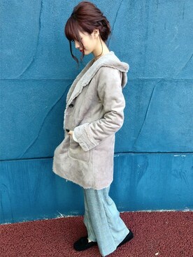 「グレンチェック」｜「アイテム（ムートンコート）」を使った、INGNI（イング）さん（レディース・164cm）の秋コーディネート