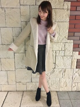 「グレンチェック」｜「アイテム（ムートンコート）」を使った、INGNI（イング）さん（レディース・164cm）の秋コーディネート