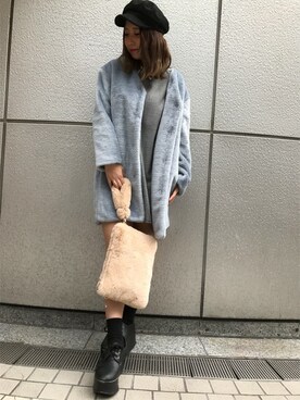 「ファーコート」｜「アイテム（キャスケット）」を使った、INGNI（イング）さん（レディース・160cm）の秋コーディネート
