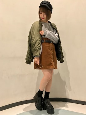 「リバーシブル」｜「アイテム（キャスケット）」を使った、INGNI（イング）さん（レディース・151cm）の秋コーディネート