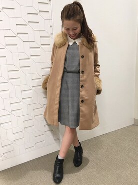「Aラインコート」｜「アイテム（ワンピース/ドレス）」を使った、INGNI（イング）さん（レディース・150cm）の冬コーディネート