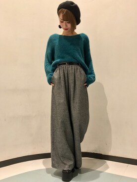 「フェザー」｜「アイテム（ハンチング/ベレー帽）」を使った、INGNI（イング）さん（レディース・151cm）の冬コーディネート