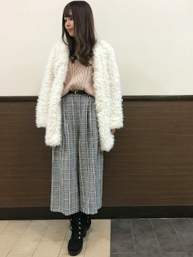 「INGNI（イング）のアイテム（ノーカラージャケット）」を使った、INGNI（イング）さん（レディース・150cm）の冬コーディネート