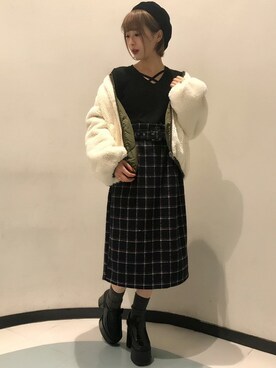 INGNI（イング）さんの「【11/28ヒルナンデスご紹介商品】チェックベレー帽/レディース-2017AW-」を使ったコーディネート