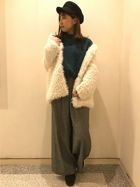 「INGNI（イング）のアイテム（ノーカラージャケット）」を使った、INGNI（イング）さん（レディース・160cm）の冬コーディネート