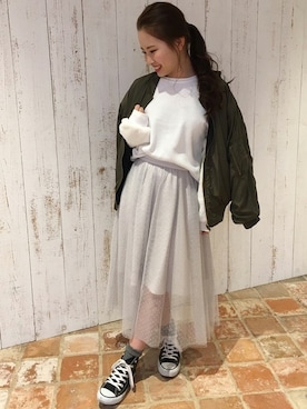 「ミックススタイル」｜「アイテム（MA-1）」を使った、INGNI（イング）さん（レディース・150cm）の冬コーディネート
