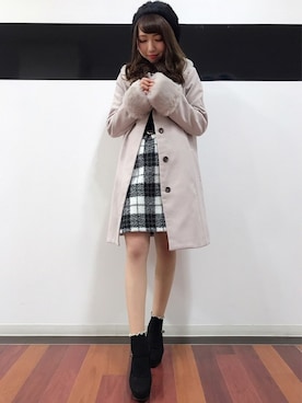 「Aラインコート」｜「アイテム（ハンチング/ベレー帽）」を使った、INGNI（イング）さん（レディース・150cm）の冬コーディネート