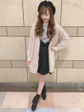 「フェザー」｜「アイテム（ハンチング/ベレー帽）」を使った、INGNI（イング）さん（レディース・154cm）の冬コーディネート