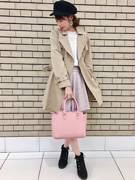 「スカラップ」｜「アイテム（トレンチコート）」を使った、INGNI（イング）さん（レディース・164cm）の冬コーディネート