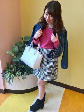 「スカラップ」｜「アイテム（デニムジャケット）」を使った、INGNI（イング）さん（レディース・153cm）の冬コーディネート