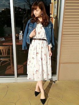 花柄jzオフショル ワンピースを使った人気ファッションコーディネート Wear