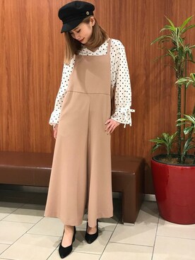 「INGNI（イング）のアイテム（オールインワン・サロペット）」を使った、INGNI（イング）さん（レディース・157cm）の春コーディネート