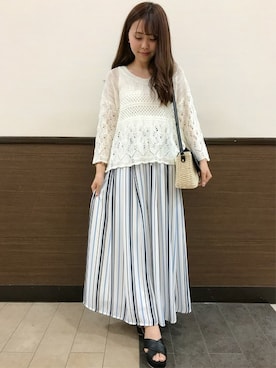 「透かし編みニット」｜INGNI（イング）さん（レディース・150cm）の春コーディネート