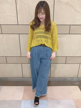 「透かし編みニット」｜INGNI（イング）さん（レディース・154cm）の春コーディネート