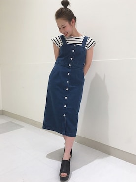 「INGNI（イング）のメロー フリル袖 トップス -2018SS-（Tシャツ/カットソー）」を使った、INGNI（イング）さん（レディース・150cm）の春コーディネート