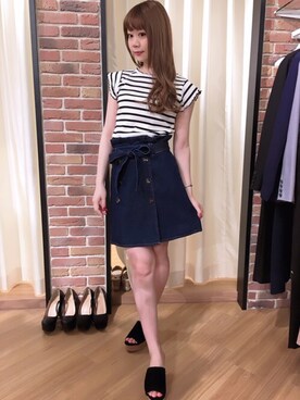 「INGNI（イング）のメロー フリル袖 トップス -2018SS-（Tシャツ/カットソー）」を使った、INGNI（イング）さん（レディース・161cm）の春コーディネート