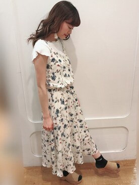 「INGNI（イング）のメロー フリル袖 トップス -2018SS-（Tシャツ/カットソー）」を使った、INGNI（イング）さん（レディース・157cm）の春コーディネート
