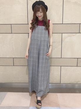 「INGNI（イング）のアイテム（オールインワン・サロペット）」を使った、INGNI（イング）さん（レディース・154cm）の夏コーディネート