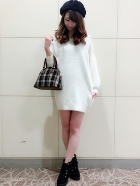 「フェザー」｜「アイテム（ハンチング/ベレー帽）」を使った、INGNI（イング）さん（レディース・153cm）の秋コーディネート