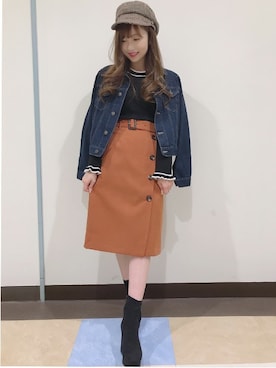 「ラインニット」｜「アイテム（ジャケット/アウター）」を使った、INGNI（イング）さん（レディース・154cm）の秋コーディネート