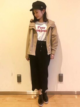 「ワッフル」｜「アイテム（マウンテンパーカー）」を使った、INGNI（イング）さん（レディース・157cm）の春コーディネート