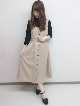 「コーディネート」｜「アイテム（ジャンパースカート）」を使った、INGNI（イング）さん（レディース・153cm）の春コーディネート
