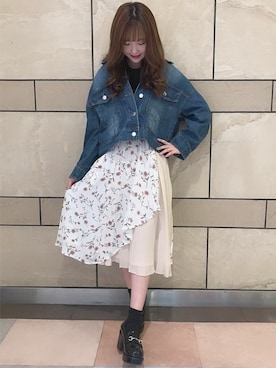「コーディネート」｜「アイテム（デニムジャケット）」を使った、INGNI（イング）さん（レディース・154cm）の春コーディネート