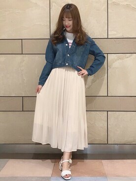 「コーディネート」｜「アイテム（デニムジャケット）」を使った、INGNI（イング）さん（レディース・154cm）の春コーディネート