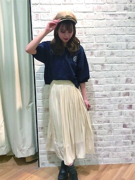 「コーディネート」｜「アイテム（キャスケット）」を使った、INGNI（イング）さん（レディース・161cm）の春コーディネート