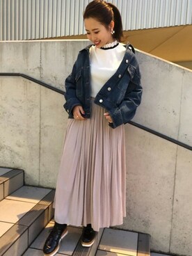 「コーディネート」｜「アイテム（デニムジャケット）」を使った、INGNI（イング）さん（レディース・150cm）の春コーディネート