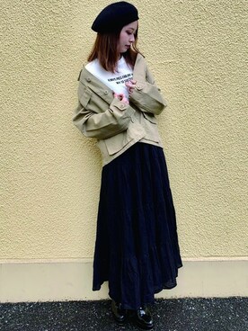 「コーディネート」｜「アイテム（ハンチング/ベレー帽）」を使った、INGNI（イング）さん（レディース・155cm）の春コーディネート