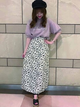 「コーディネート」｜「アイテム（キャスケット）」を使った、INGNI（イング）さん（レディース・154cm）の春コーディネート