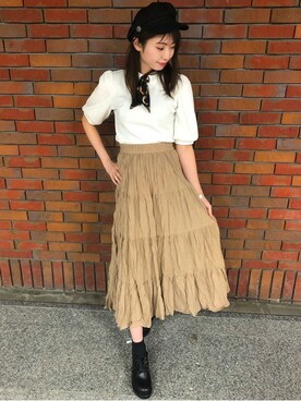 「コーディネート」｜「アイテム（キャスケット）」を使った、INGNI（イング）さん（レディース・164cm）の春コーディネート