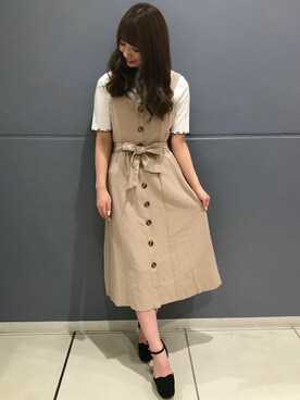 「コーディネート」｜「アイテム（ジャンパースカート）」を使った、INGNI（イング）さん（レディース・160cm）の春コーディネート