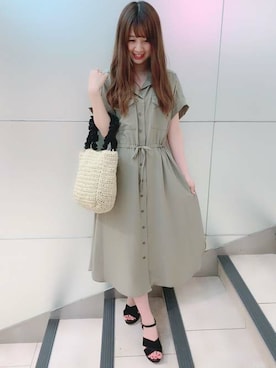 「コーディネート」｜「アイテム（シャツワンピース）」を使った、INGNI（イング）さん（レディース・153cm）の夏コーディネート