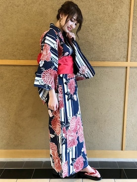 「コーディネート」｜「アイテム（浴衣）」を使った、INGNI（イング）さん（レディース・163cm）の夏コーディネート