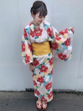 「アイテム（浴衣、オレンジ系）」を使った、INGNI（イング）さん（レディース・161cm）の夏コーディネート