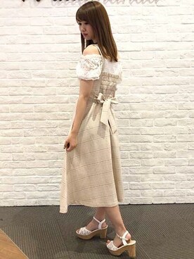 「コーディネート」｜「アイテム（ジャンパースカート）」を使った、INGNI（イング）さん（レディース・161cm）の夏コーディネート