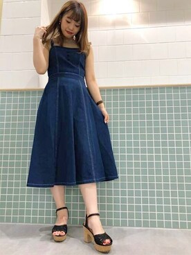 「コーディネート」｜「アイテム（ジャンパースカート）」を使った、INGNI（イング）さん（レディース・165cm）の夏コーディネート