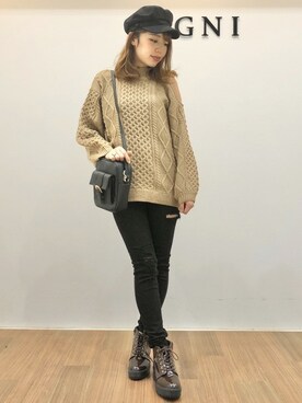 「コーディネート」｜「アイテム（キャスケット）」を使った、INGNI（イング）さん（レディース・160cm）の秋コーディネート