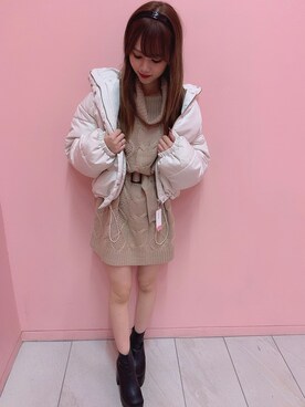 「コーディネート」｜「アイテム（ダウンジャケット/コート）」を使った、INGNI（イング）さん（レディース・161cm）の冬コーディネート