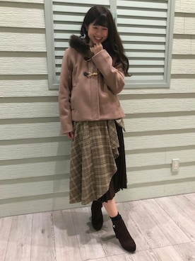 「コーディネート」｜「アイテム（ダッフルコート）」を使った、INGNI（イング）さん（レディース・154cm）の冬コーディネート