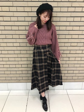 「コーディネート」｜「アイテム（ハンチング/ベレー帽）」を使った、INGNI（イング）さん（レディース・164cm）の冬コーディネート