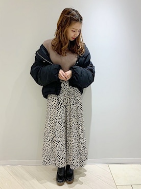 「コーディネート」｜「アイテム（ダウンジャケット/コート）」を使った、INGNI（イング）さん（レディース・158cm）の冬コーディネート