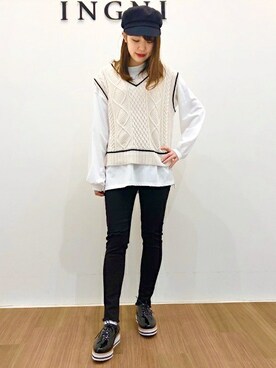 「コーディネート」｜「アイテム（キャスケット）」を使った、INGNI（イング）さん（レディース・160cm）の冬コーディネート