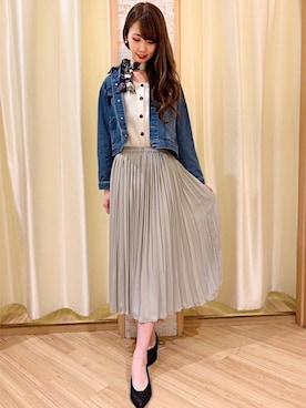 「コーディネート」｜「アイテム（デニムジャケット）」を使った、INGNI（イング）さん（レディース・175cm）の春コーディネート