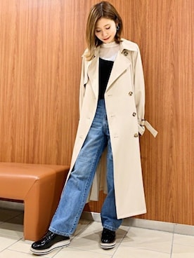 「コーディネート」｜「アイテム（トレンチコート）」を使った、INGNI（イング）さん（レディース・157cm）の春コーディネート