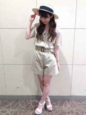 「INGNI（イング）のアイテム（オールインワン・サロペット）」を使った、INGNI（イング）さん（レディース・153cm）の夏コーディネート