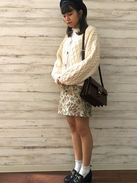 「コーディネート」｜「アイテム（ハンチング/ベレー帽）」を使った、INGNI（イング）さん（レディース・159cm）の秋コーディネート