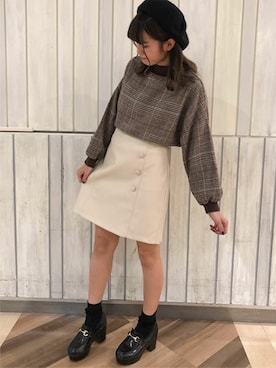 「コーディネート」｜「アイテム（ハンチング/ベレー帽）」を使った、INGNI（イング）さん（レディース・159cm）の秋コーディネート